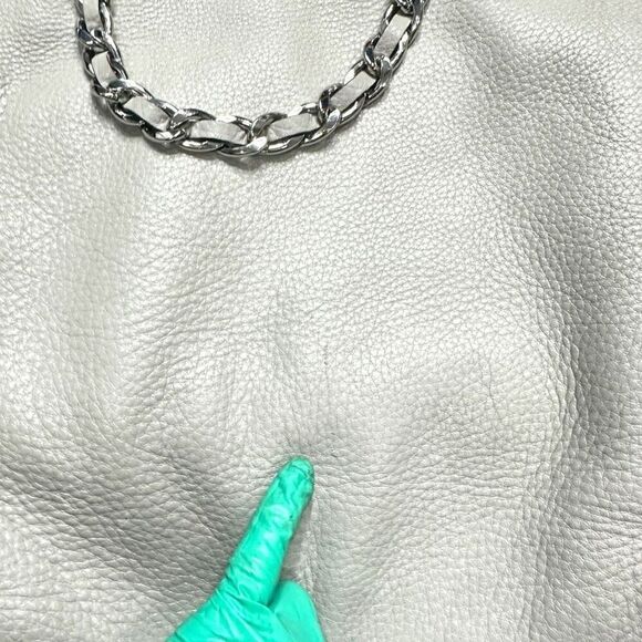 MICHAEL KORS MK Harper Light Doge Gray Grey Purse Bag Tote Shopper Chain Detail - Picture 6 of 12